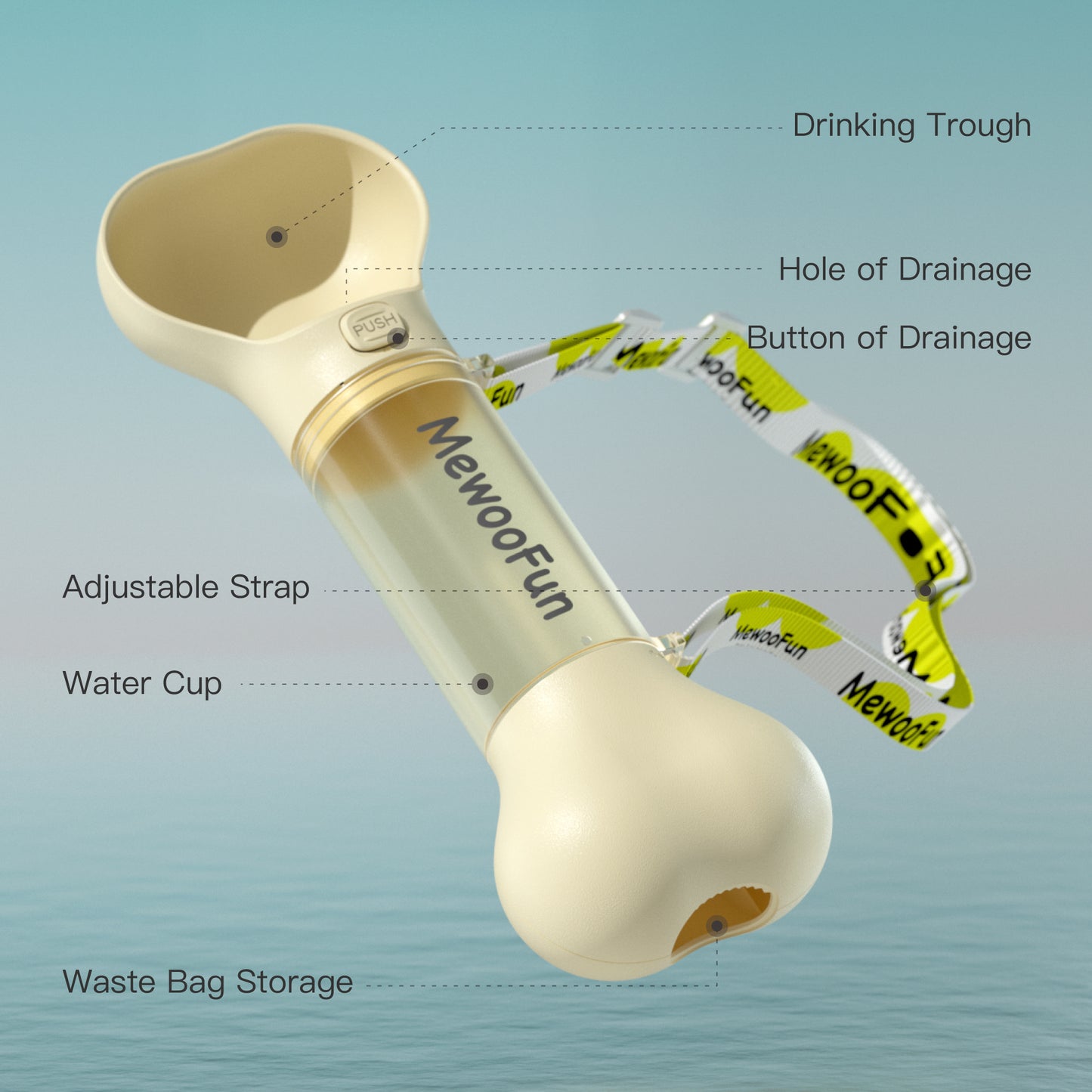 Botella con Dispensador de Agua y Bolsas para Heces 2 en 1